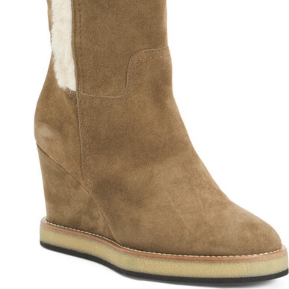 Gorgeous Leather Suede Sherpa Cuff Tall Boots Taupe Women Size| EU 39 - Picture 11 of 16